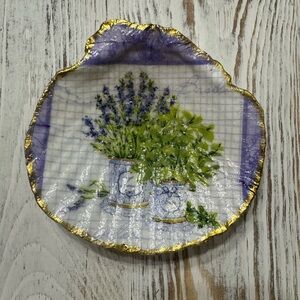 Source Unknown Purple and Gold Decorative Plate set of 3 different prints